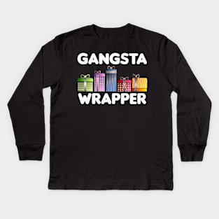 Gangsta Wrapper Funny Christmas Kids Long Sleeve T-Shirt